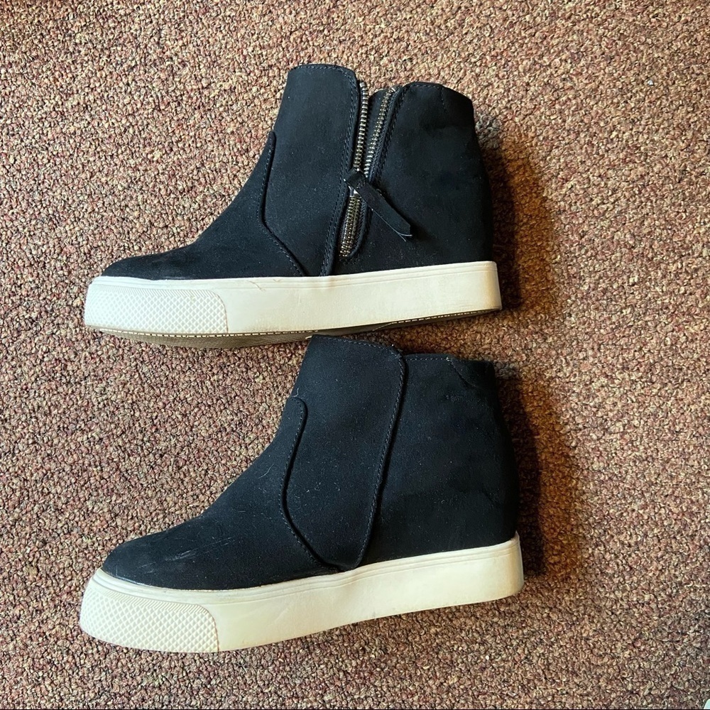 Universal Thread ankle boots in black suede. So adorable!  1-inch sneaker soles.